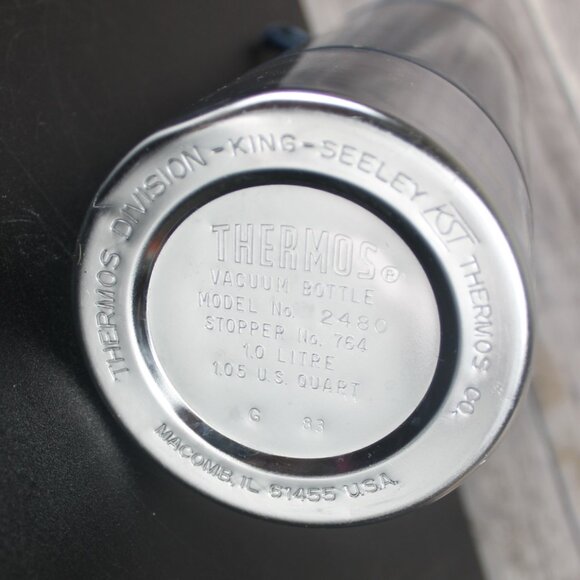 Blue Thermos Vacuum Bottle Model 2480 King Seeley 1 LT Stainless Steel Vintage - Picture 9 of 16